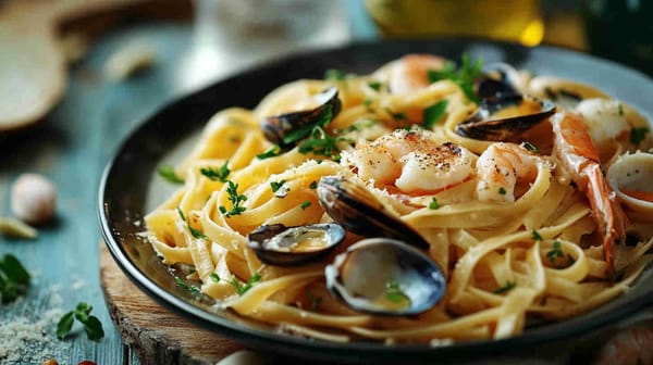 Seafood Linguine with Garlic and White Wine Recipe