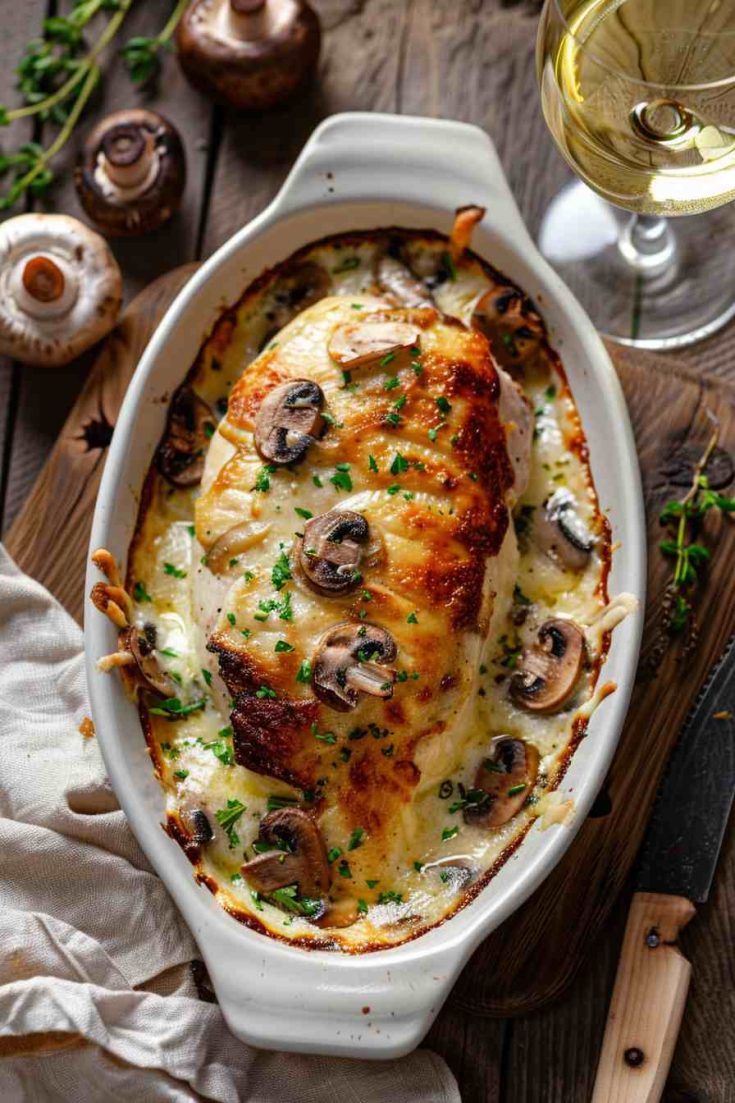 Baked Chicken with Mushrooms and Cheese