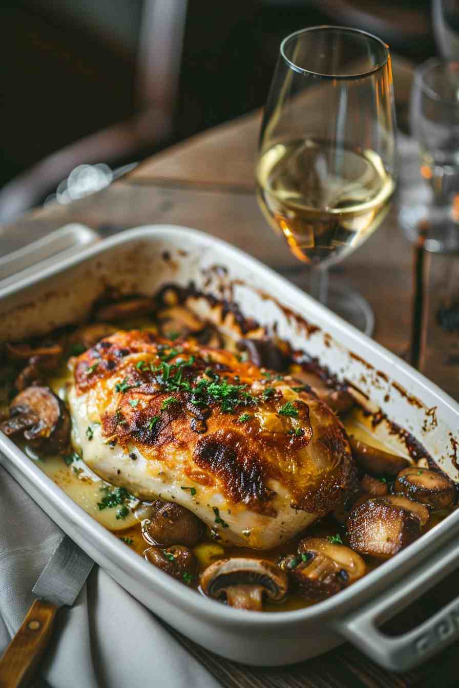 Baked Chicken with Mushrooms and Cheese