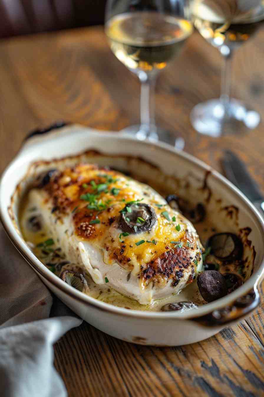 Baked Chicken with Mushrooms and Cheese