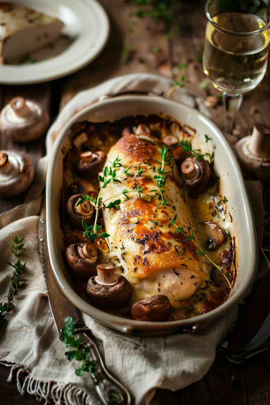 Baked Chicken with Mushrooms and Cheese