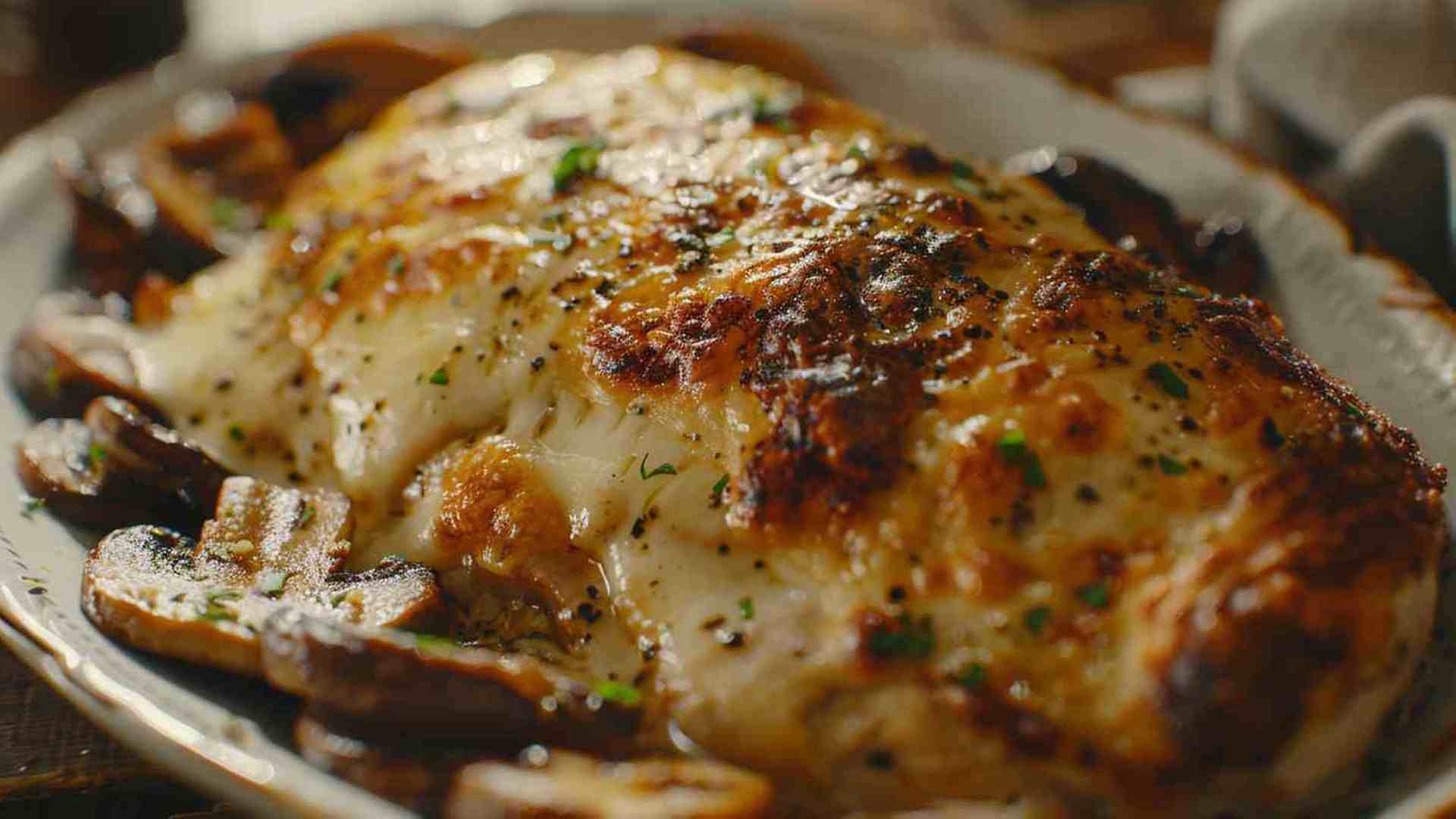 Baked Chicken with Mushrooms and Cheese