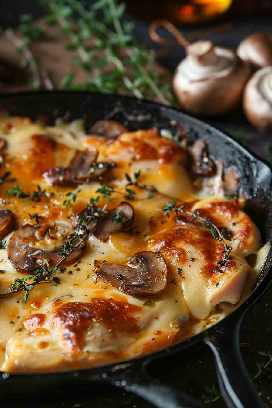 Baked Chicken with Mushrooms and Cheese