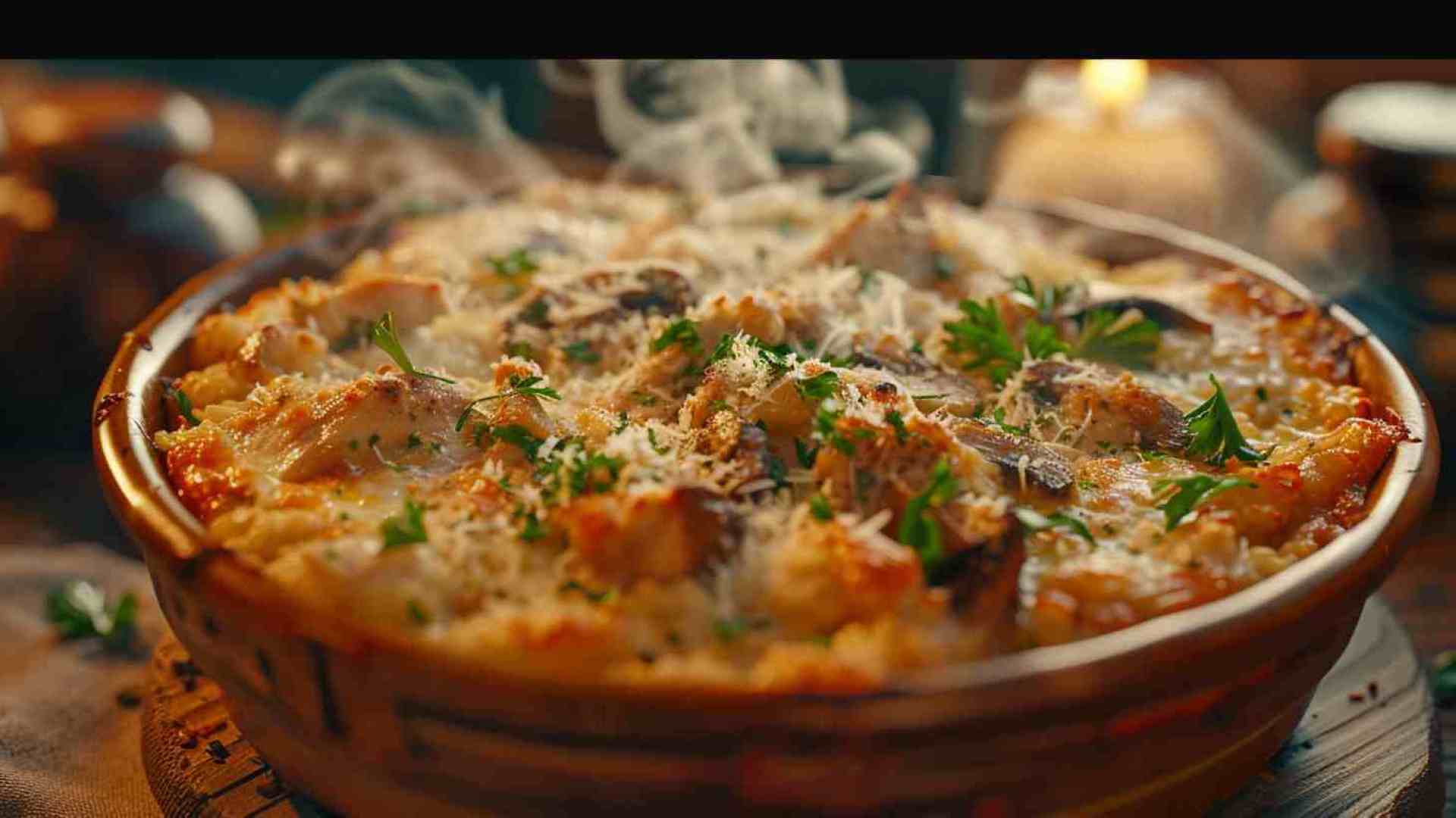 Chicken and Mushroom Risotto Bake