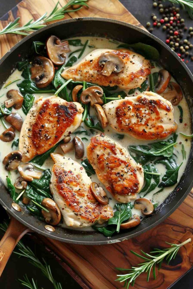 Chicken and Mushroom Skillet with Spinach