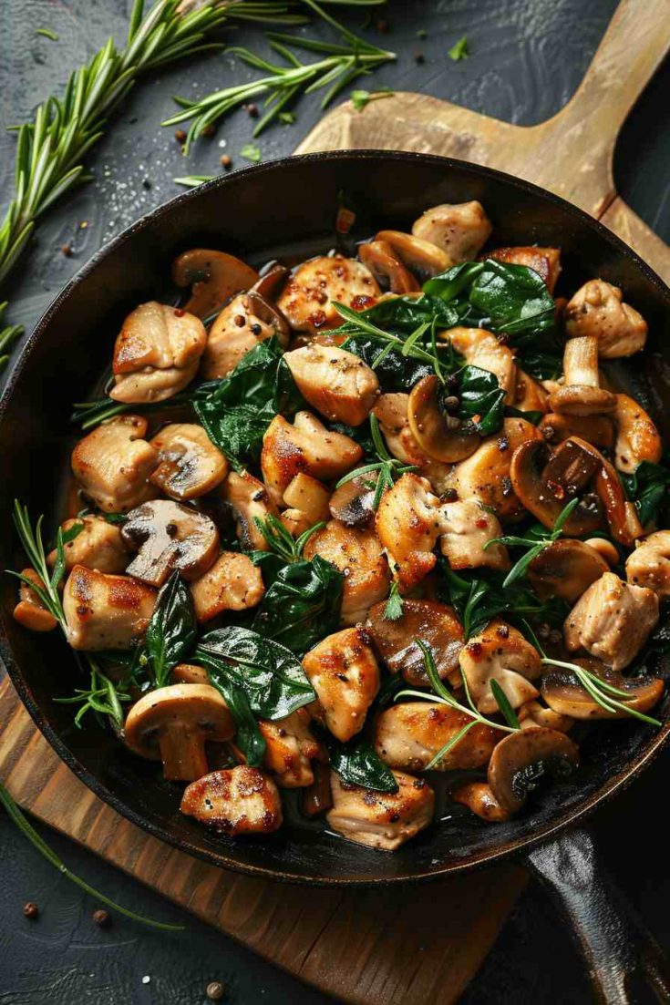 Chicken and Mushroom Skillet with Spinach