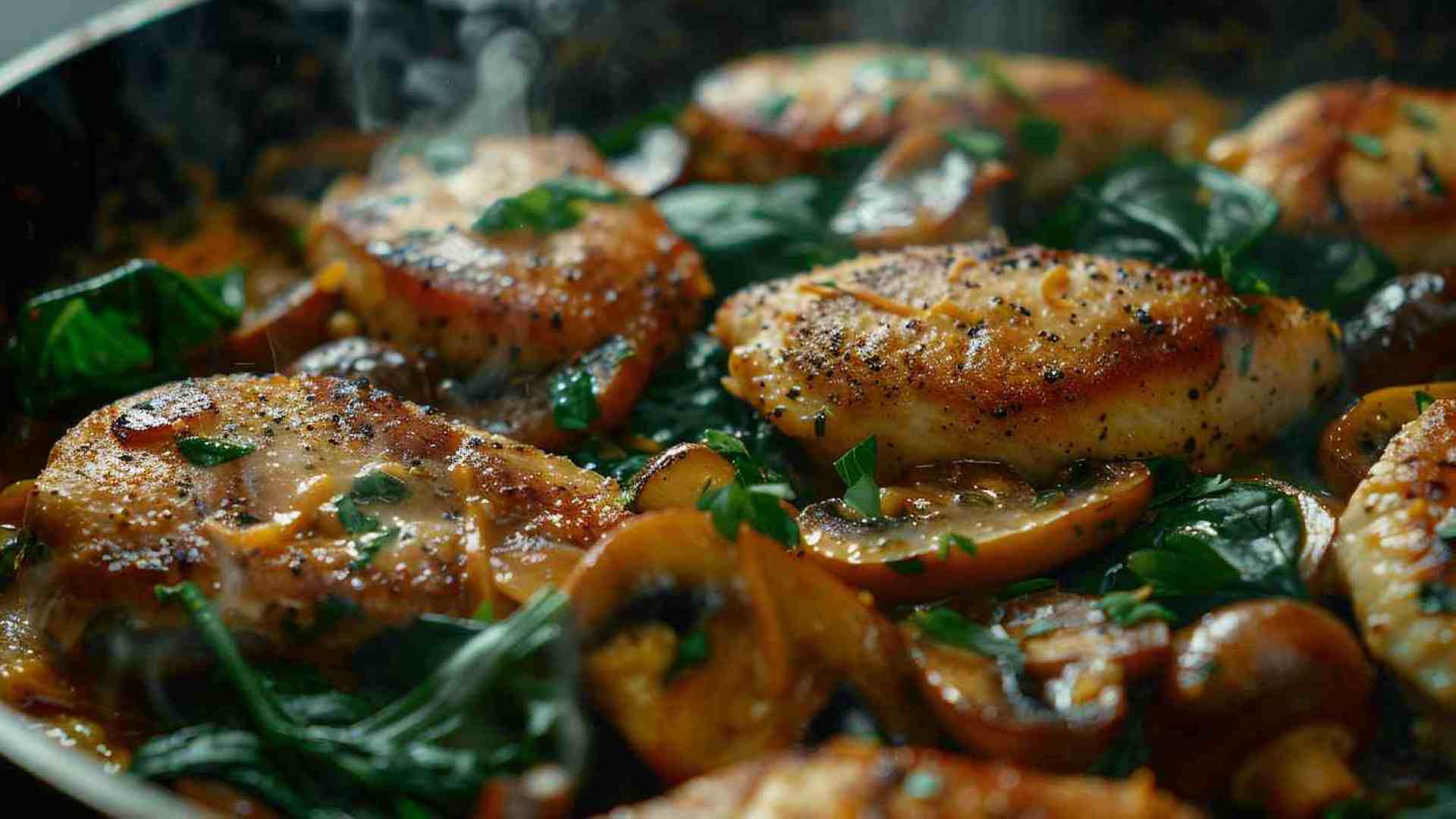 Chicken and Mushroom Skillet with Spinach