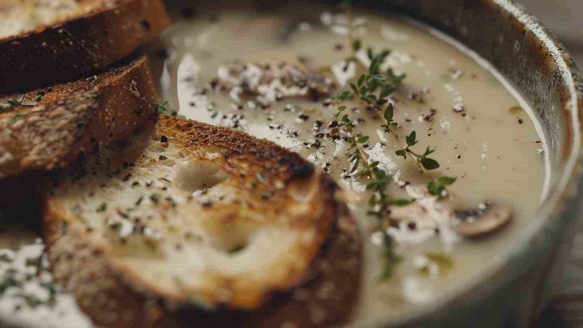 Cream of Mushroom Soup with Fresh Thyme