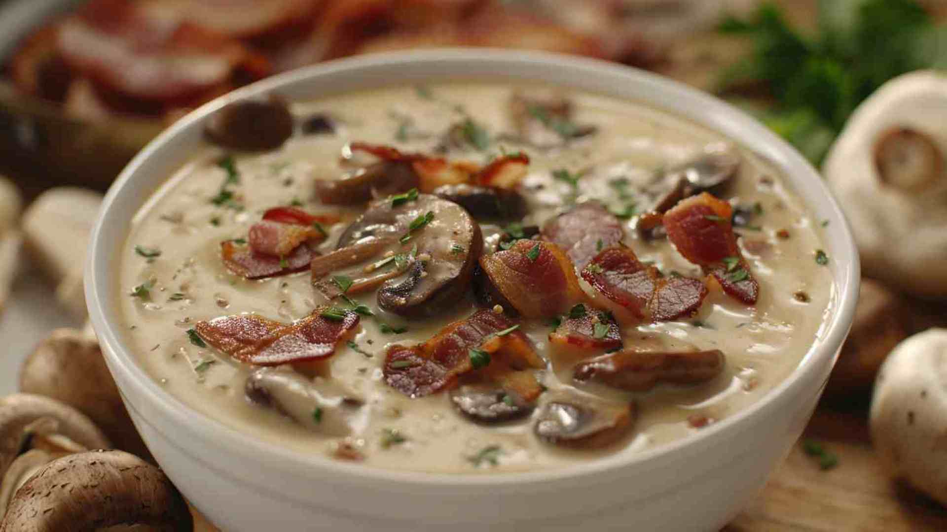 Creamy Mushroom Soup with Bacon