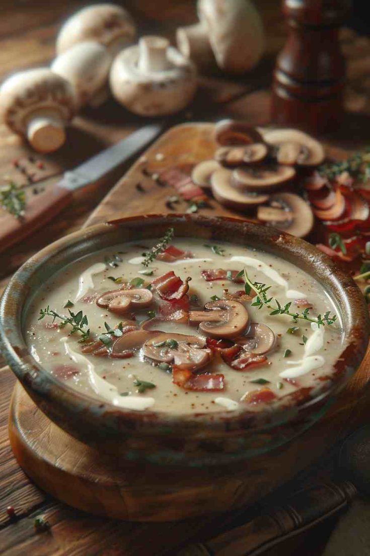 Creamy Mushroom Soup with Bacon