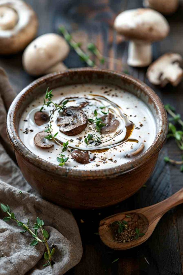 Creamy Mushroom Soup with Thyme