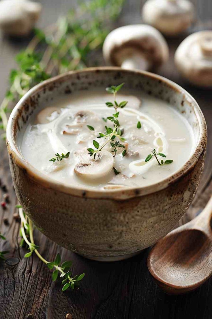 Creamy Mushroom Soup with Thyme