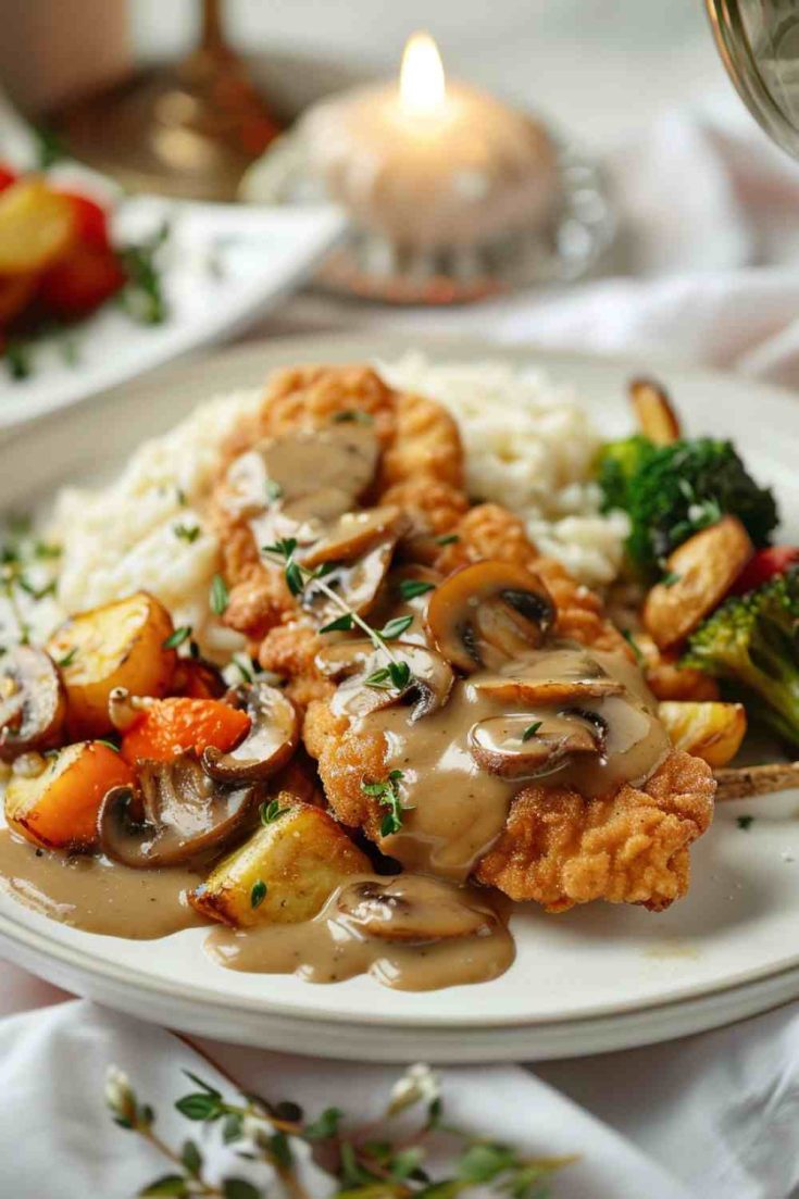 Crispy Chicken with Mushroom Gravy