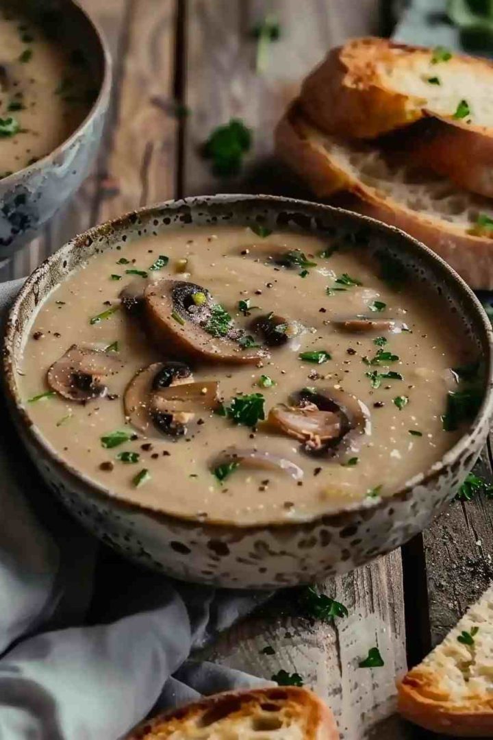 Native American wild mushroom and leek soup