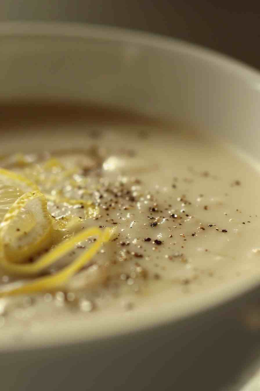 Garlic Mushroom Soup with Lemon Zest