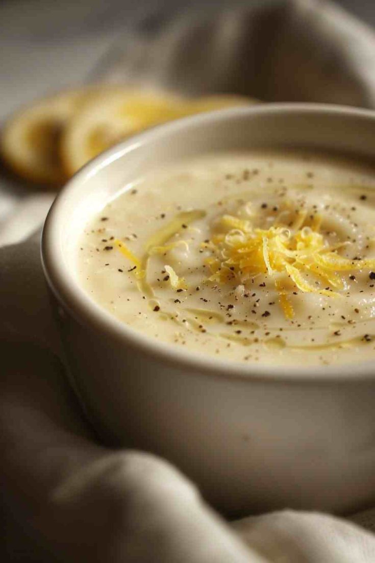 Garlic Mushroom Soup with Lemon Zest