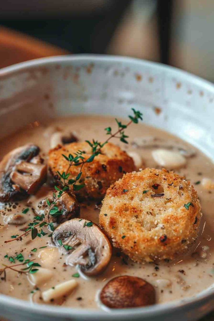 Hearty Mushroom Soup with Garlic