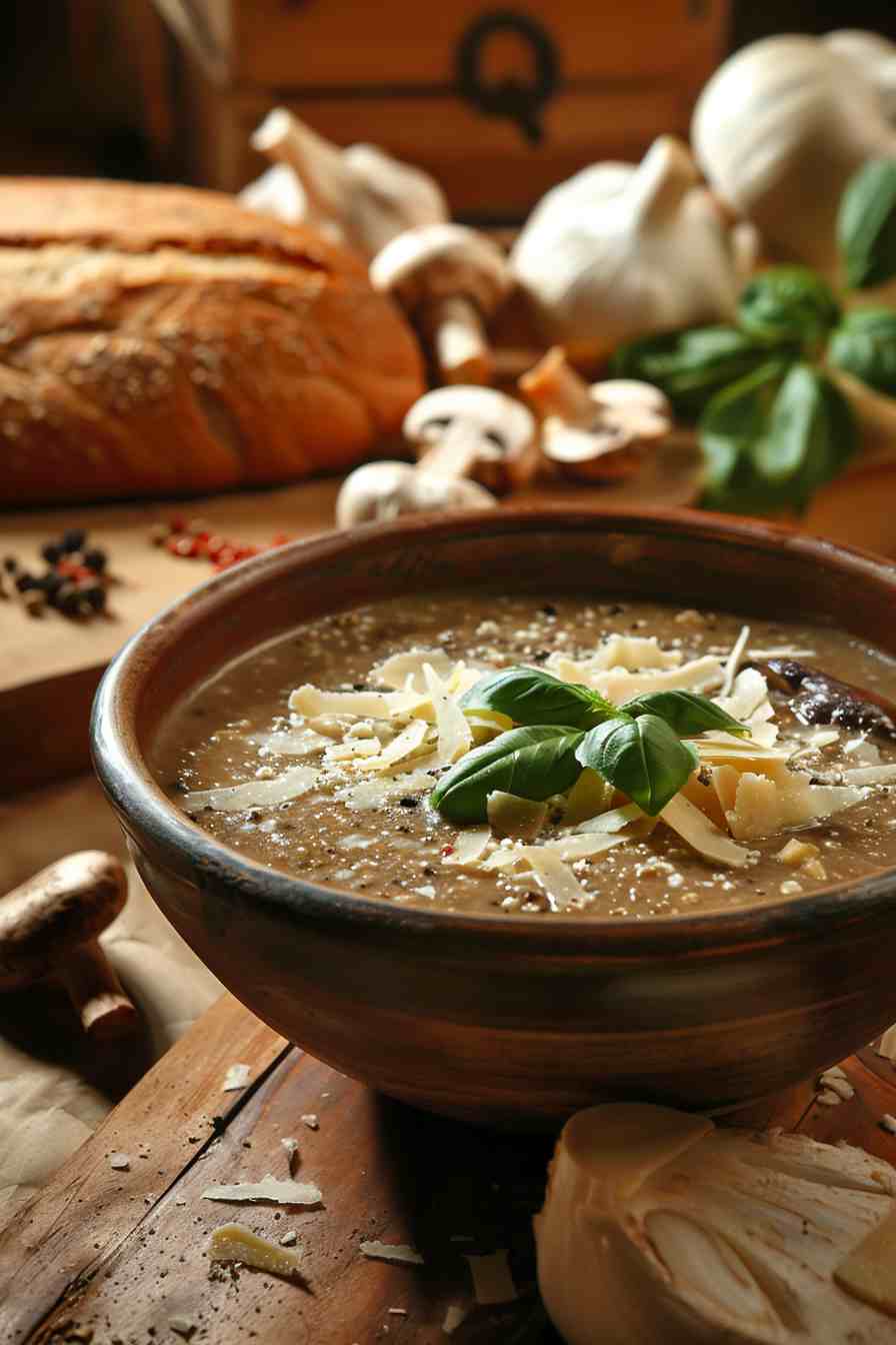 Italian Mushroom Soup with Parmesan