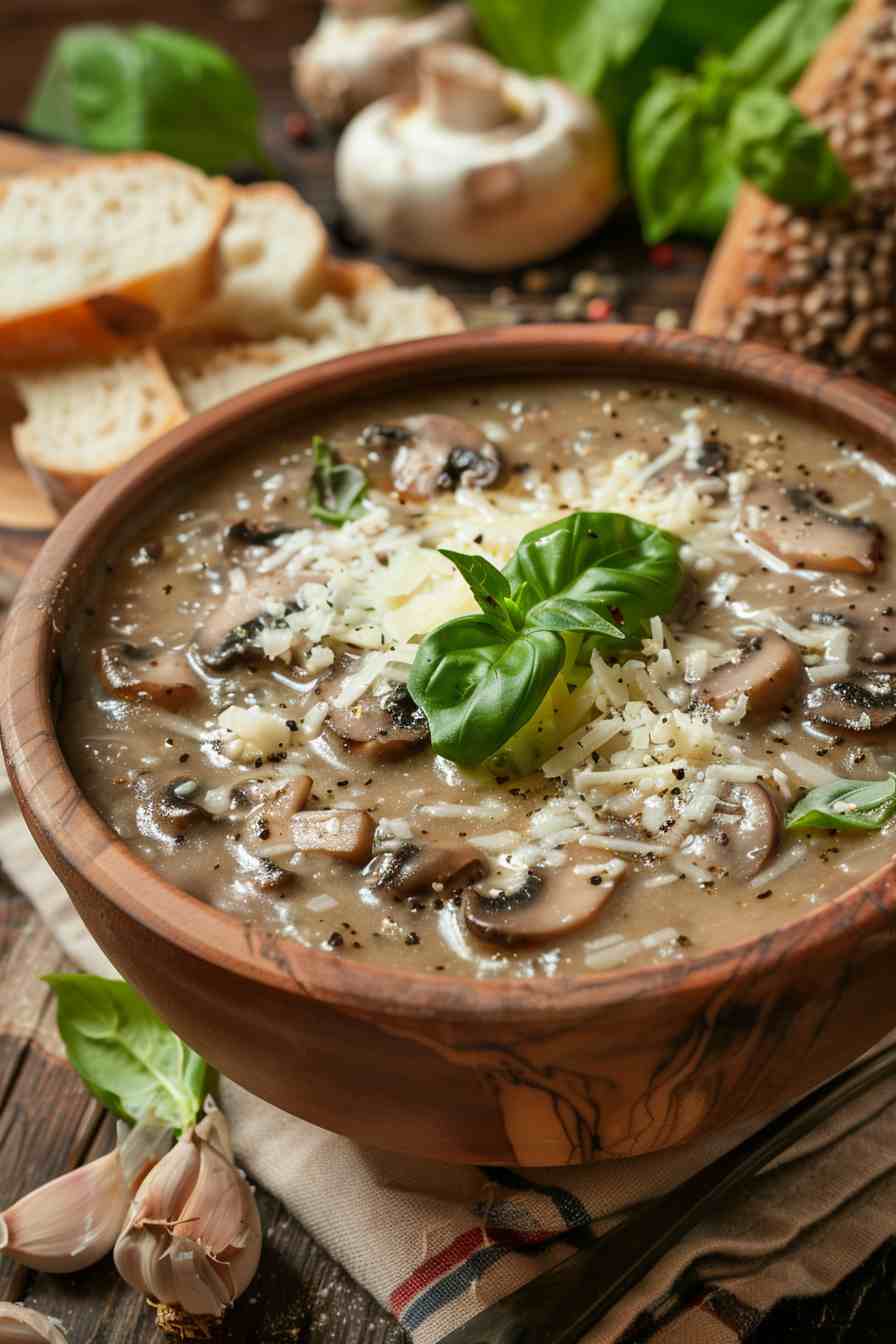 Italian Mushroom Soup with Parmesan