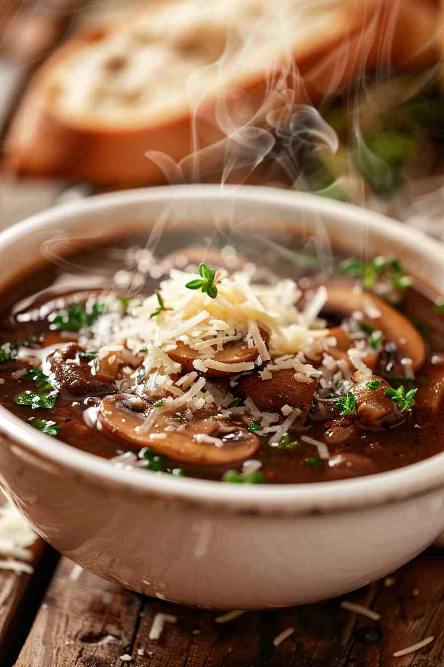 Italian Mushroom Soup with Parmesan