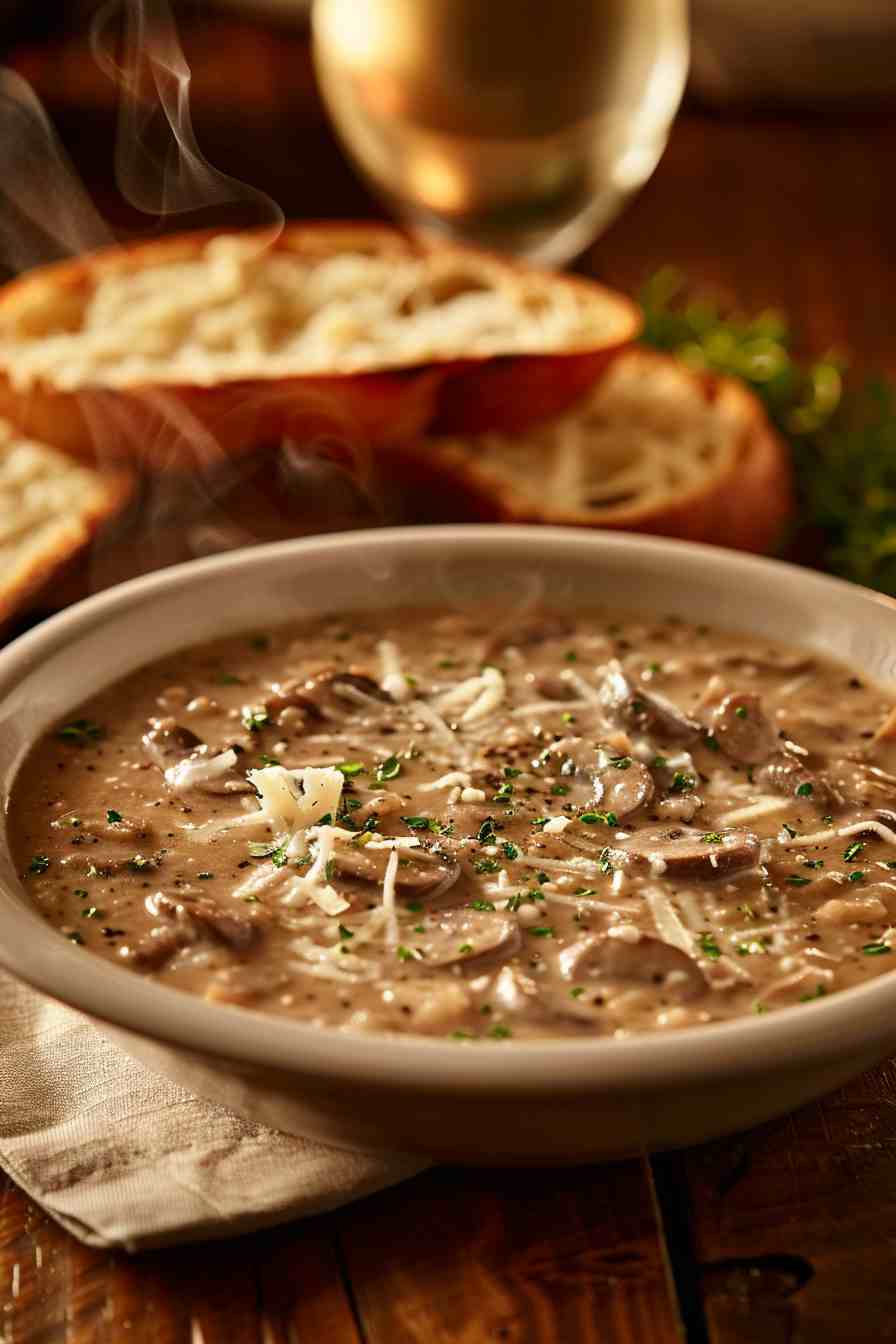 Italian Mushroom Soup with Parmesan