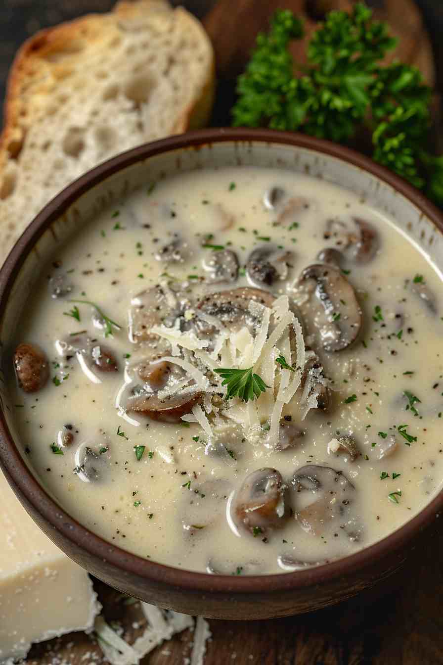 Italian Mushroom Soup with Parmesan