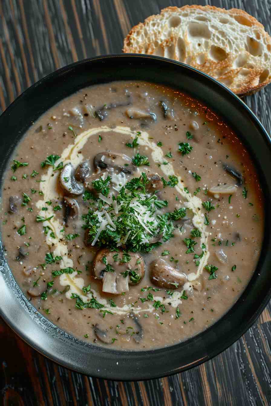 Italian Mushroom Soup with Parmesan