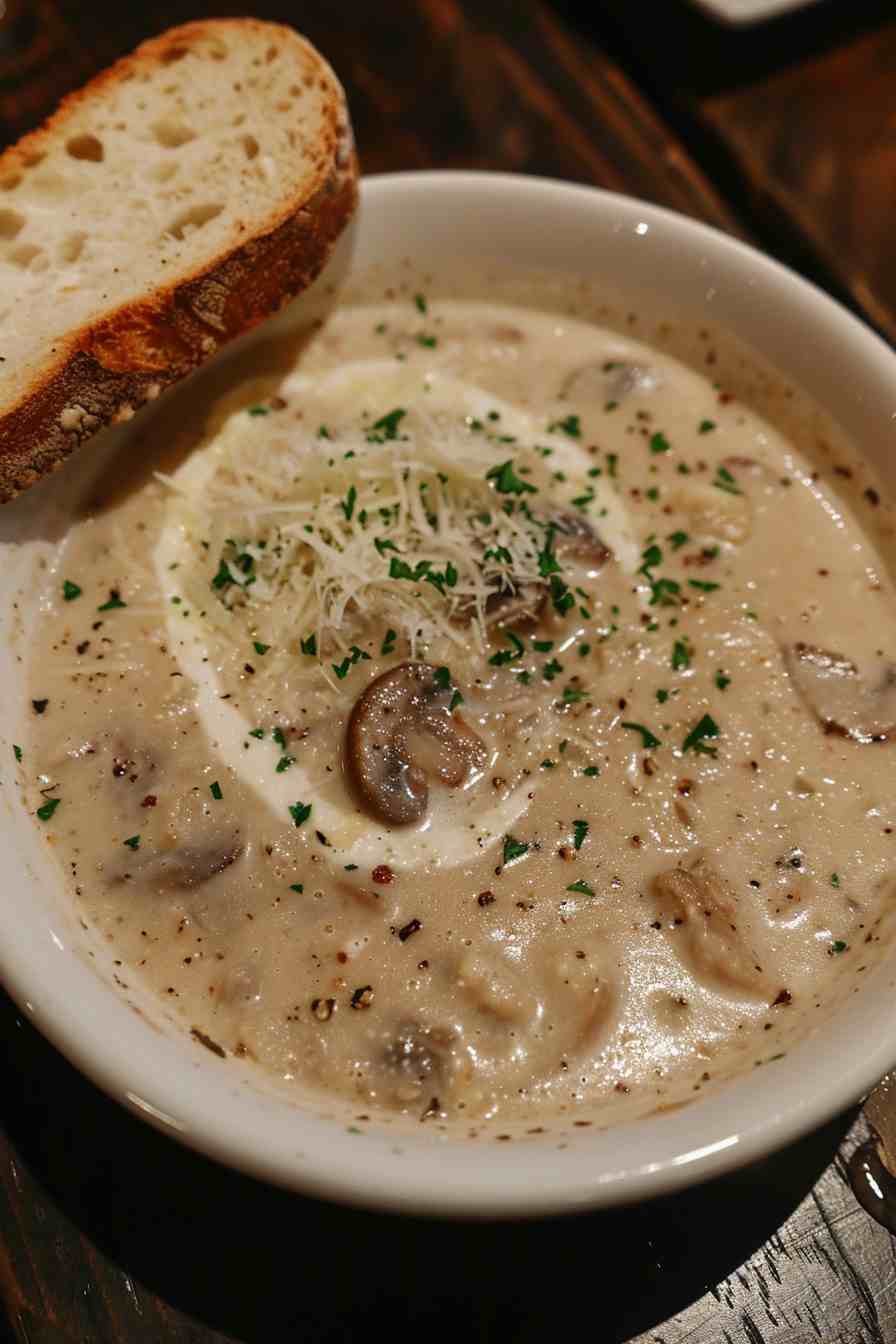 Italian Mushroom Soup with Parmesan