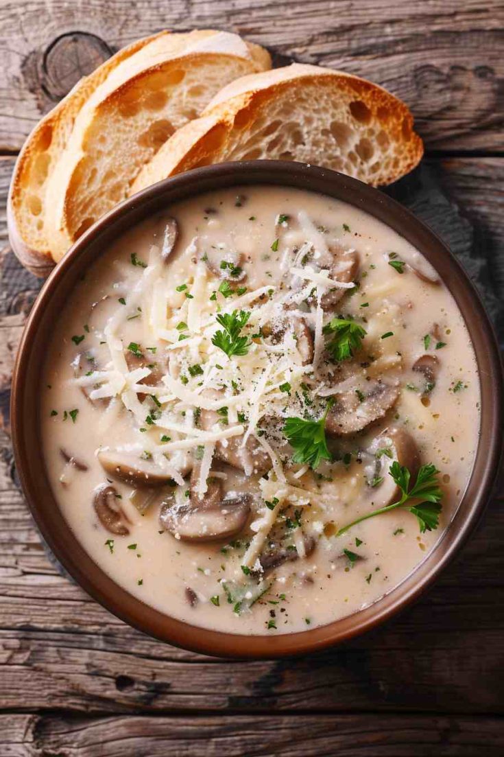 Italian Mushroom Soup with Parmesan