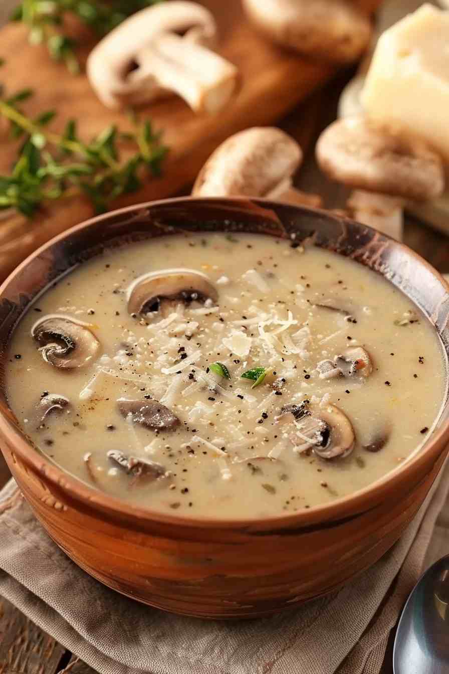 Italian Mushroom Soup with Parmesan