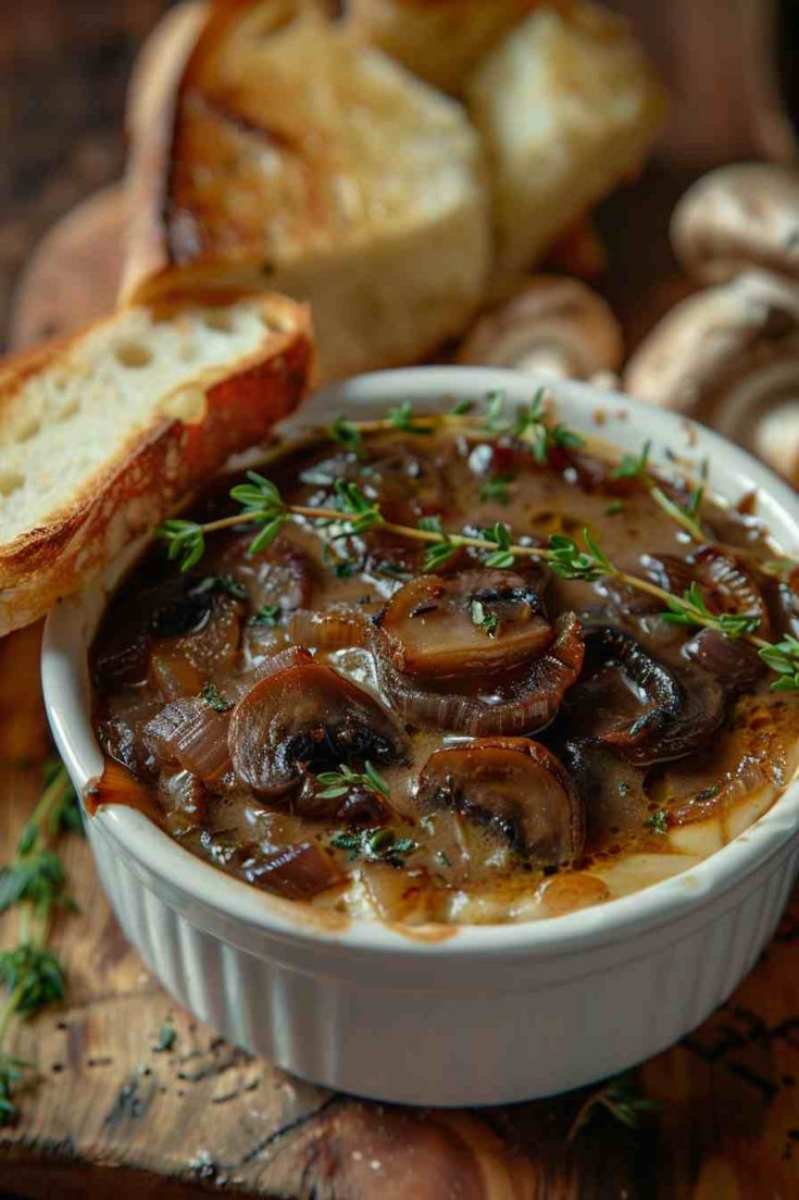 Mushroom Soup with Caramelized Onions