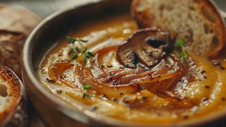 Mushroom Soup with Caramelized Onions (4)
