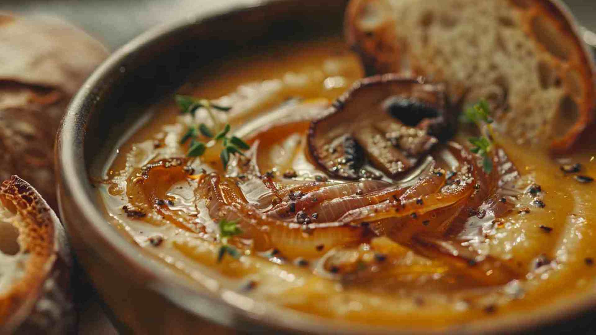 Mushroom Soup with Caramelized Onions (4)