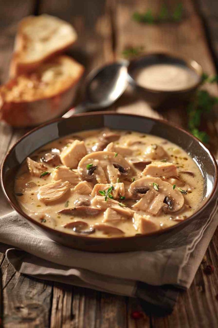 Mushroom Soup with Chicken & Cream