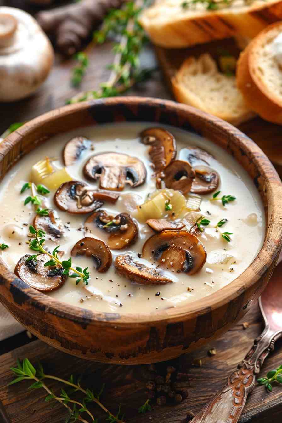 Mushroom Soup with Crispy Leeks