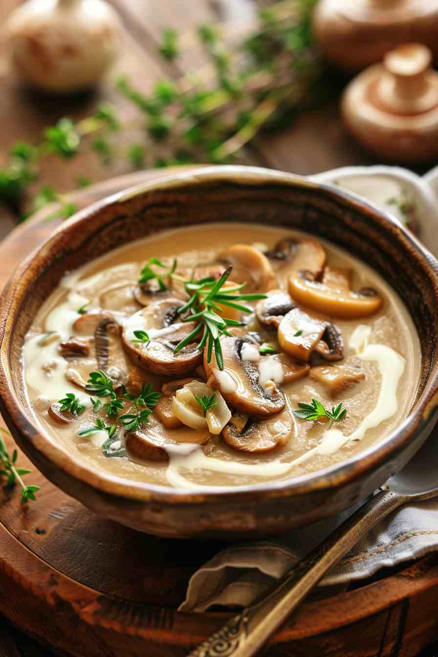 Mushroom Soup with Crispy Leeks