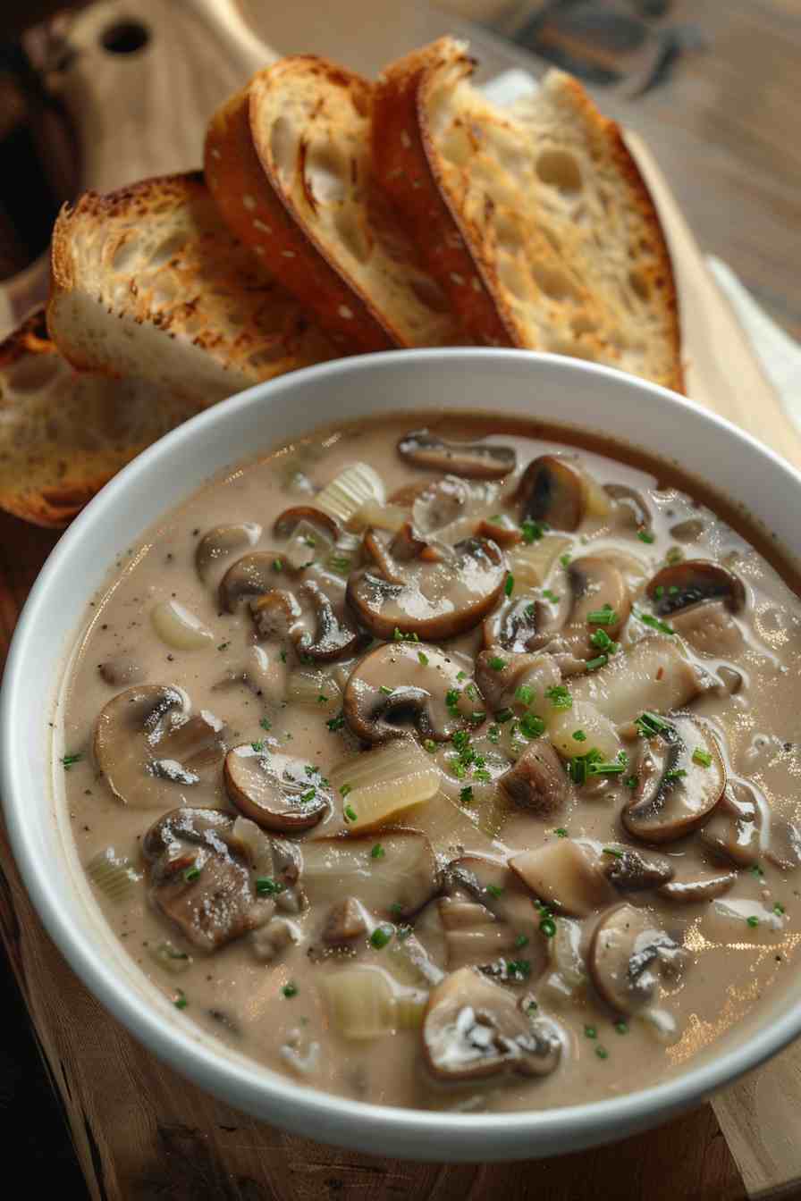 Mushroom Soup with Crispy Leeks