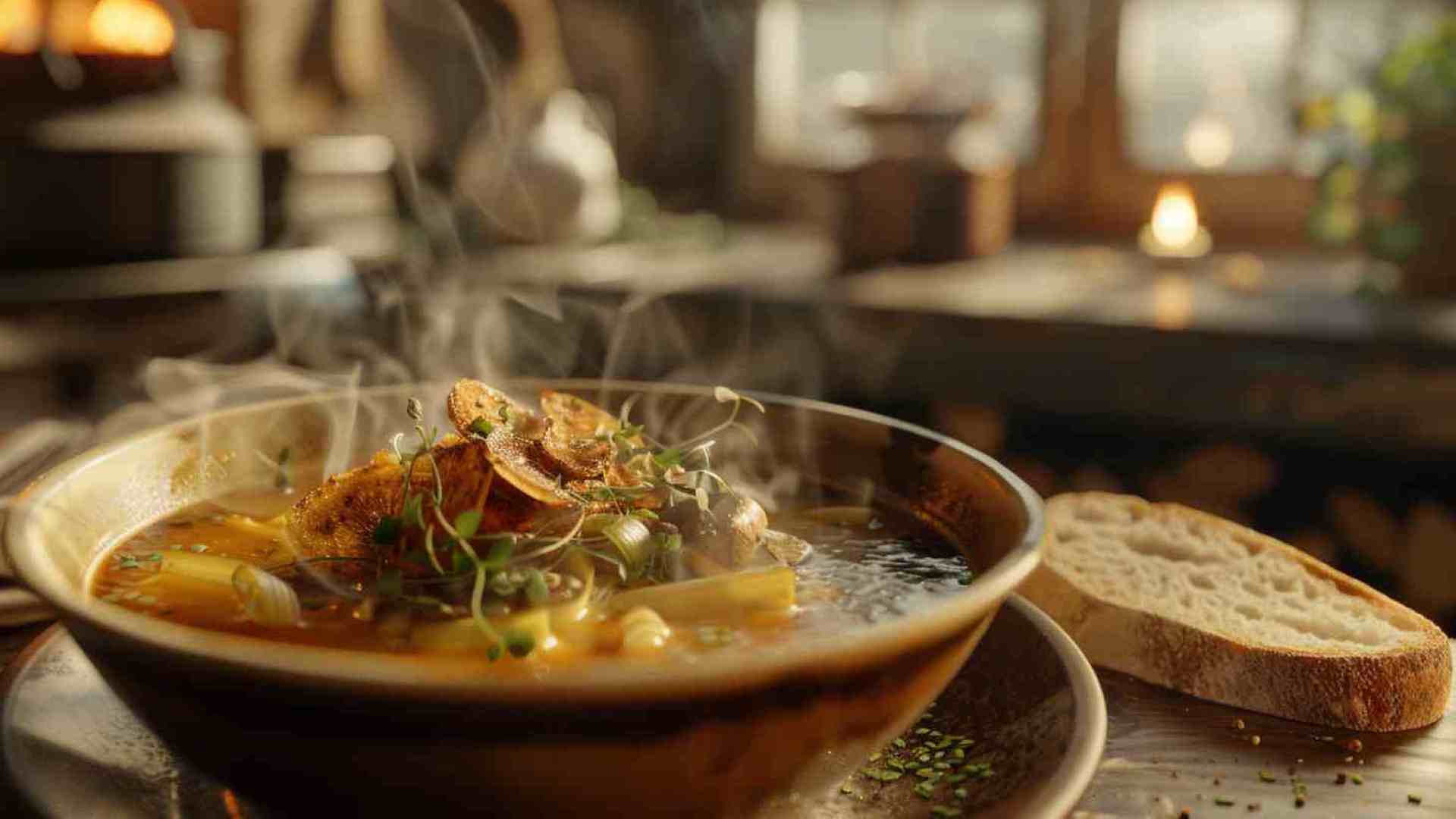 Mushroom Soup with Crispy Leeks (2)