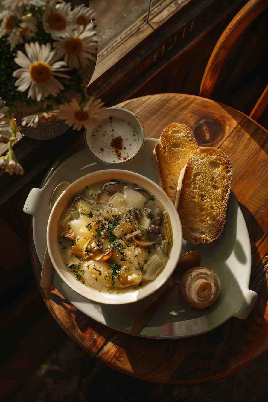 Mushroom Soup with Crispy Leeks