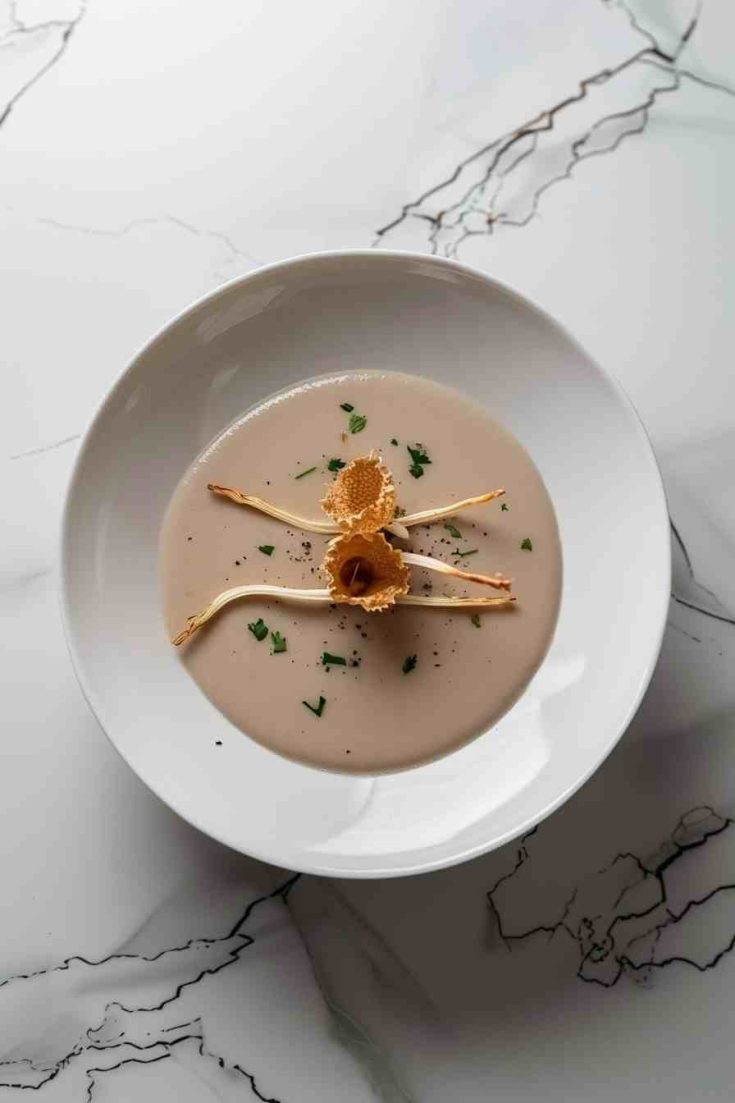 Mushroom Soup with Crispy Leeks