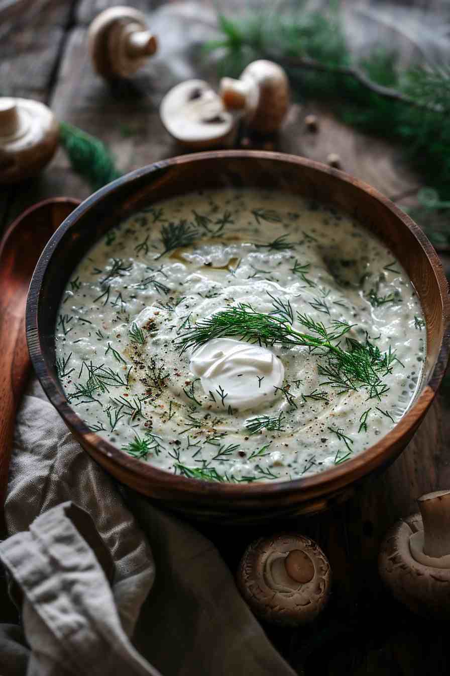 Mushroom Soup with Dill and Sour Cream