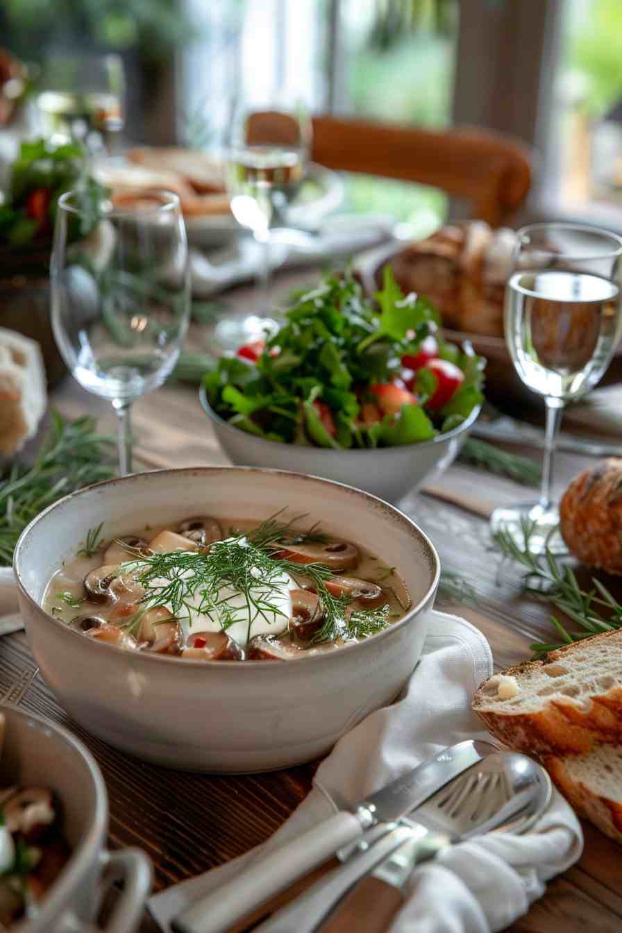 Mushroom Soup with Dill and Sour Cream