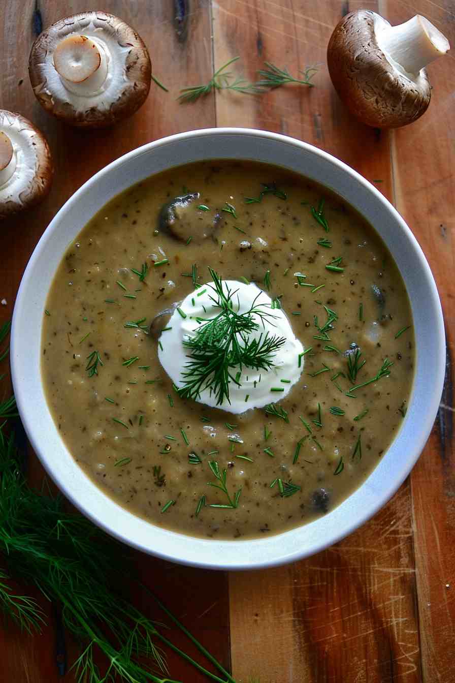 Mushroom Soup with Dill and Sour Cream