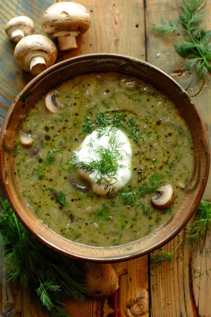 Mushroom Soup with Dill and Sour Cream