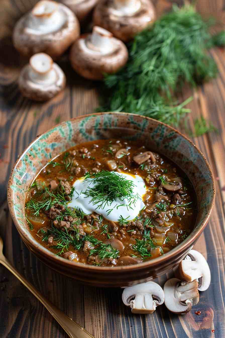 Mushroom Soup with Dill and Sour Cream