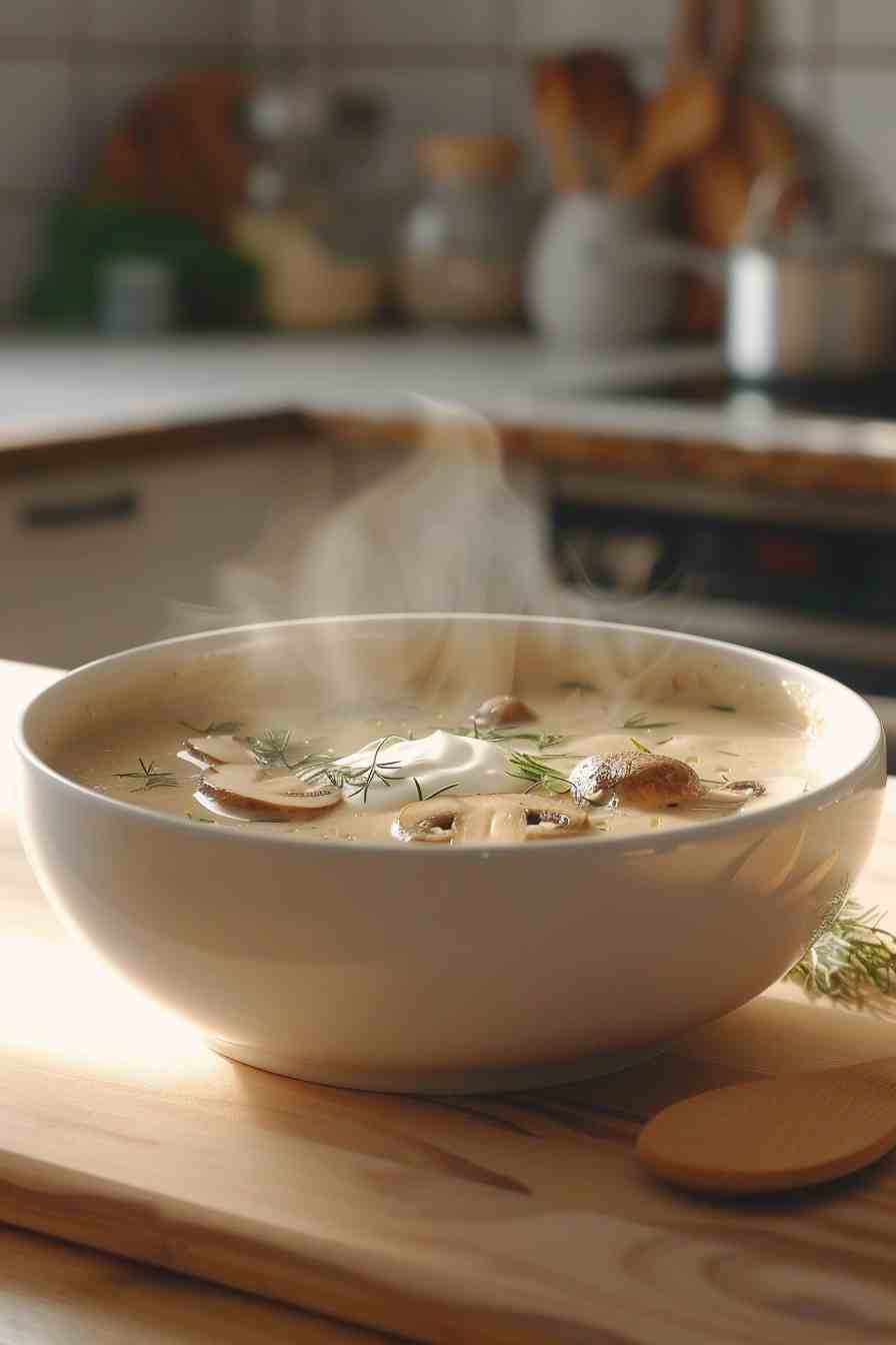 Mushroom Soup with Dill and Sour Cream