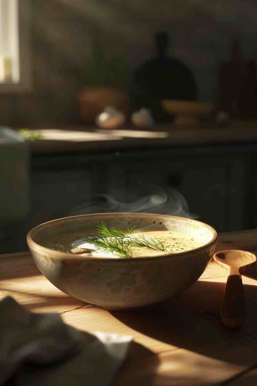 Mushroom Soup with Dill and Sour Cream