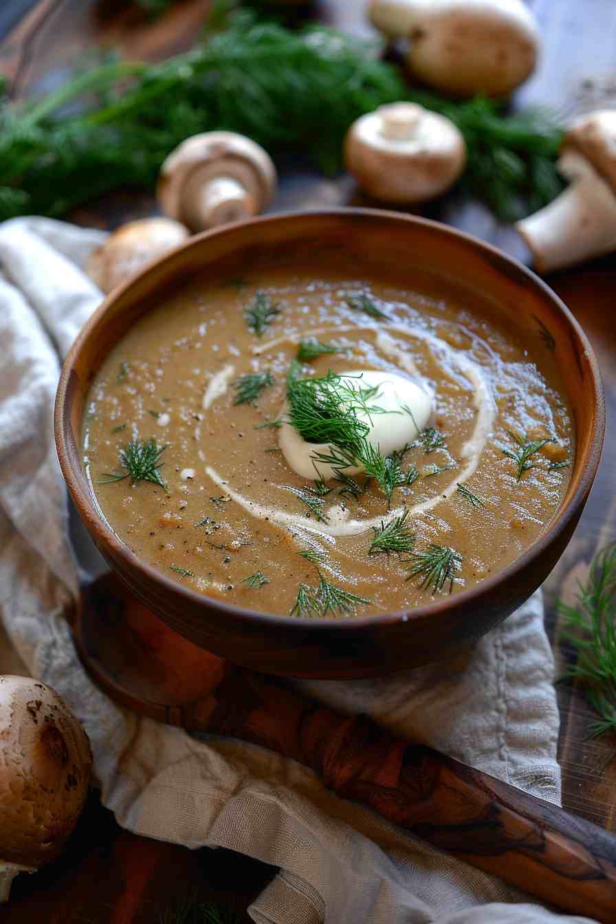 Mushroom Soup with Dill and Sour Cream