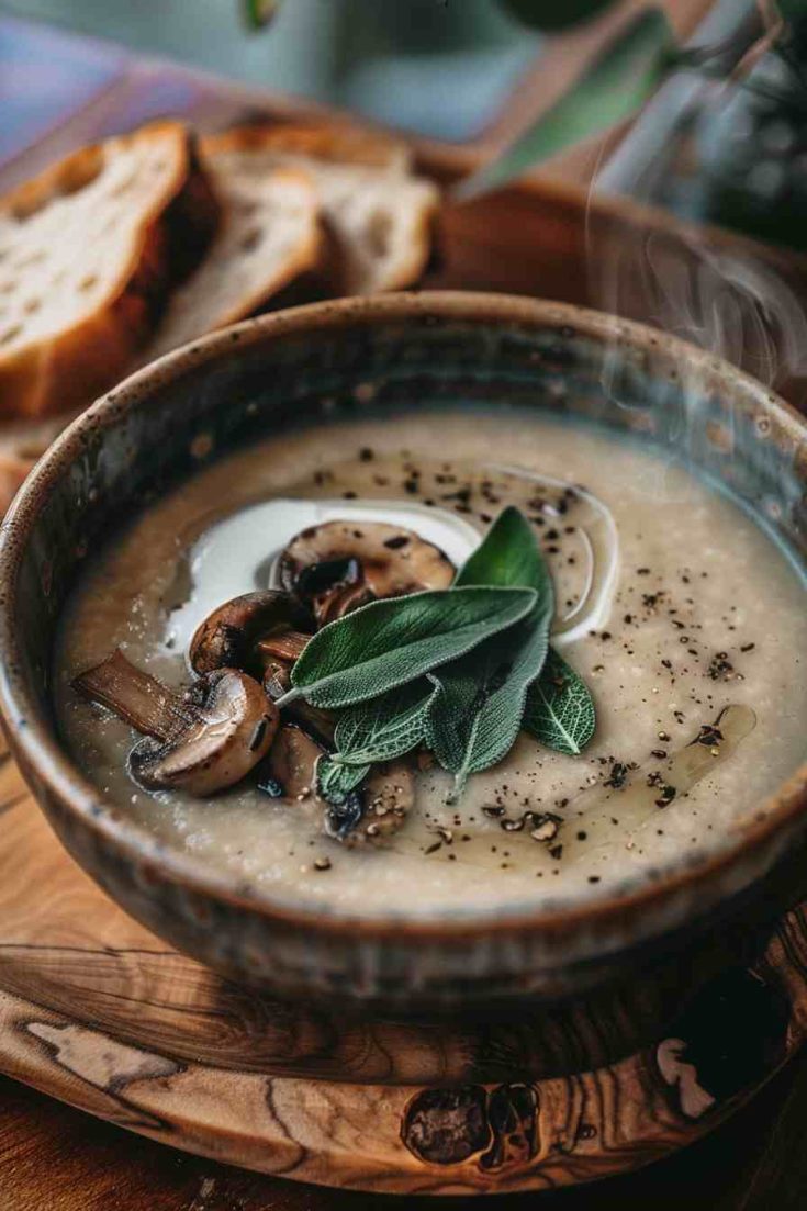 Mushroom Soup with Fresh Sage and Cream