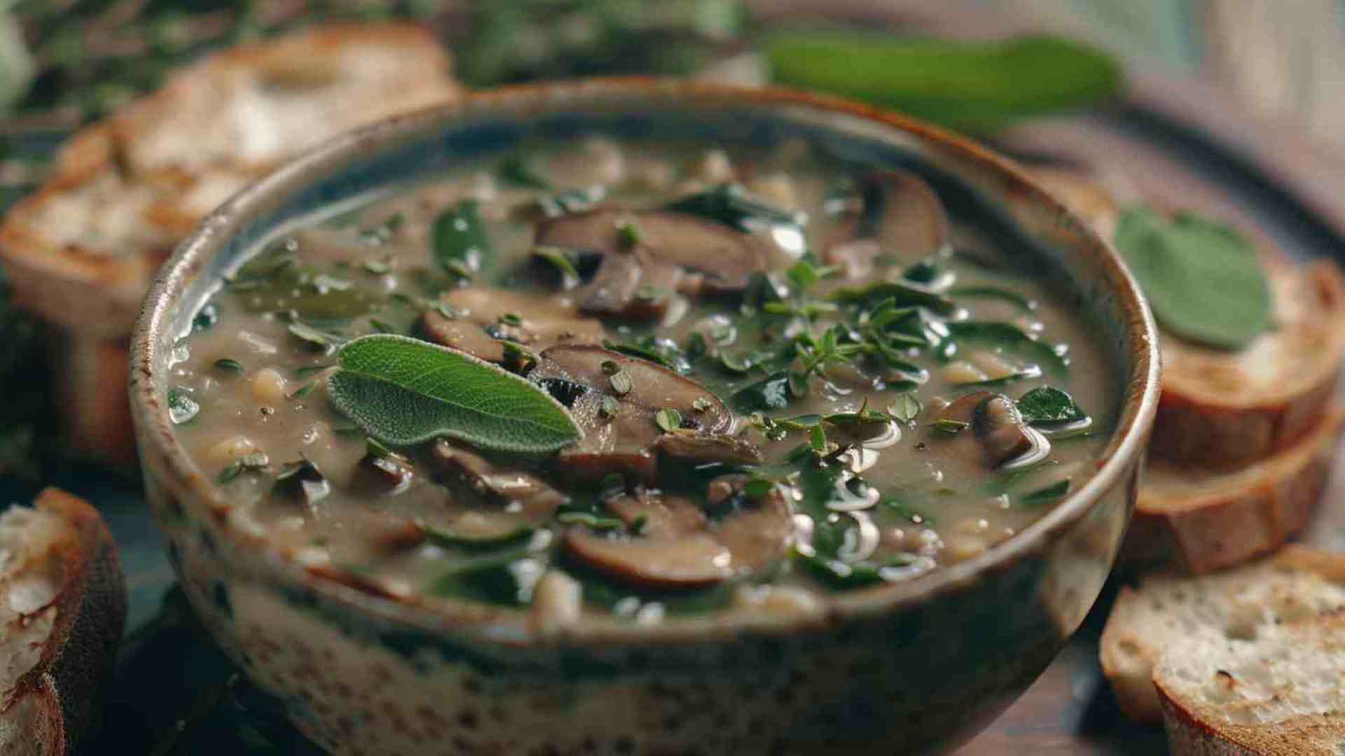 Mushroom Soup with Spinach & Herbs (3)